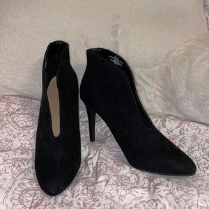 Black high heeled booties